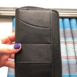 Black leather coach wallet
